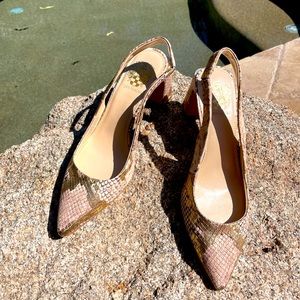 Vince Camuto snakeskin print heels